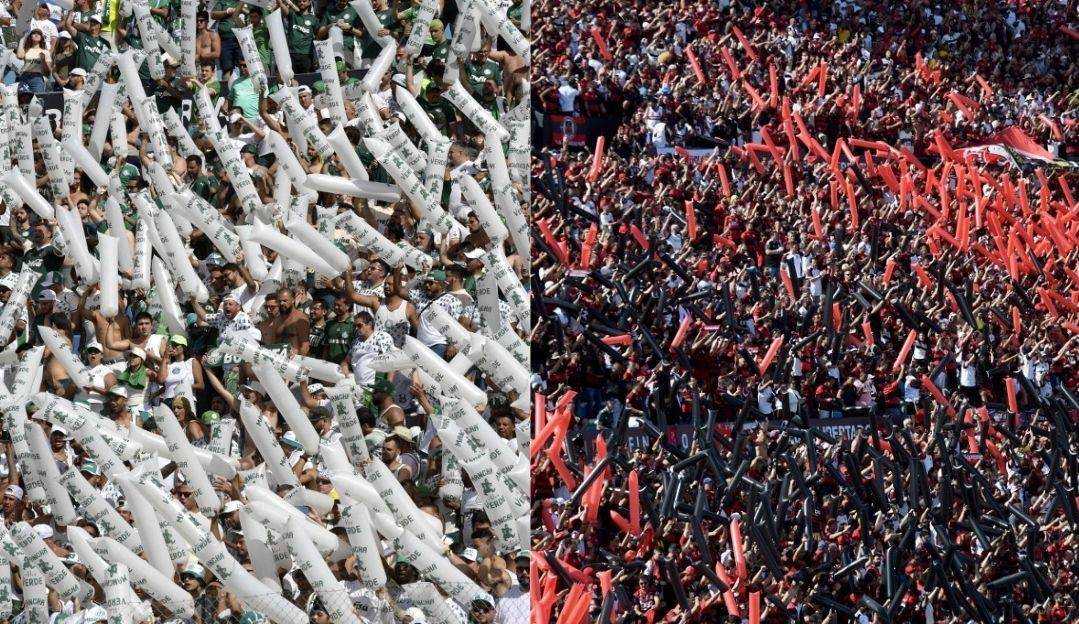 Rumo à Glória Eterna: Torcedores flamenguistas e palmeirenses lotam Montevidéu