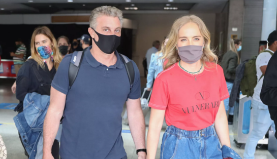 Luciano Huck desembarca em São Paulo com Angélica e Carolina Dieckman
