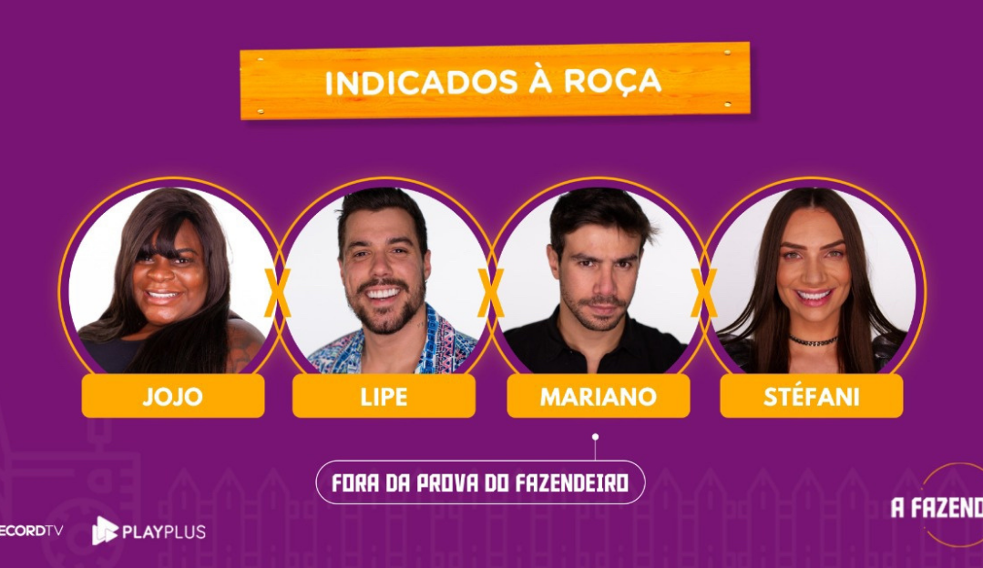 A Fazenda 12: Jojo, Mariano, Stéfani e Lipe formam a 13ª roça da temporada