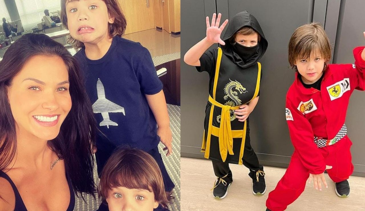 Andressa Suita se derrete ao ver seus filhos fantasiados: “Meus meninos”