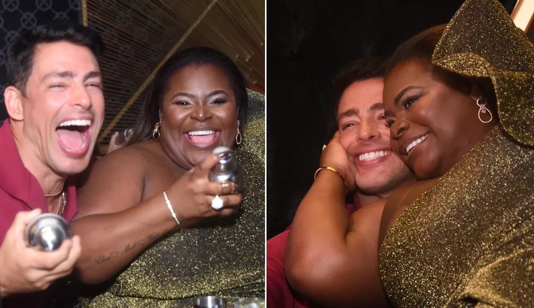 Jojo Todynho e Cauã Reymond se divertem tirando fotos em evento