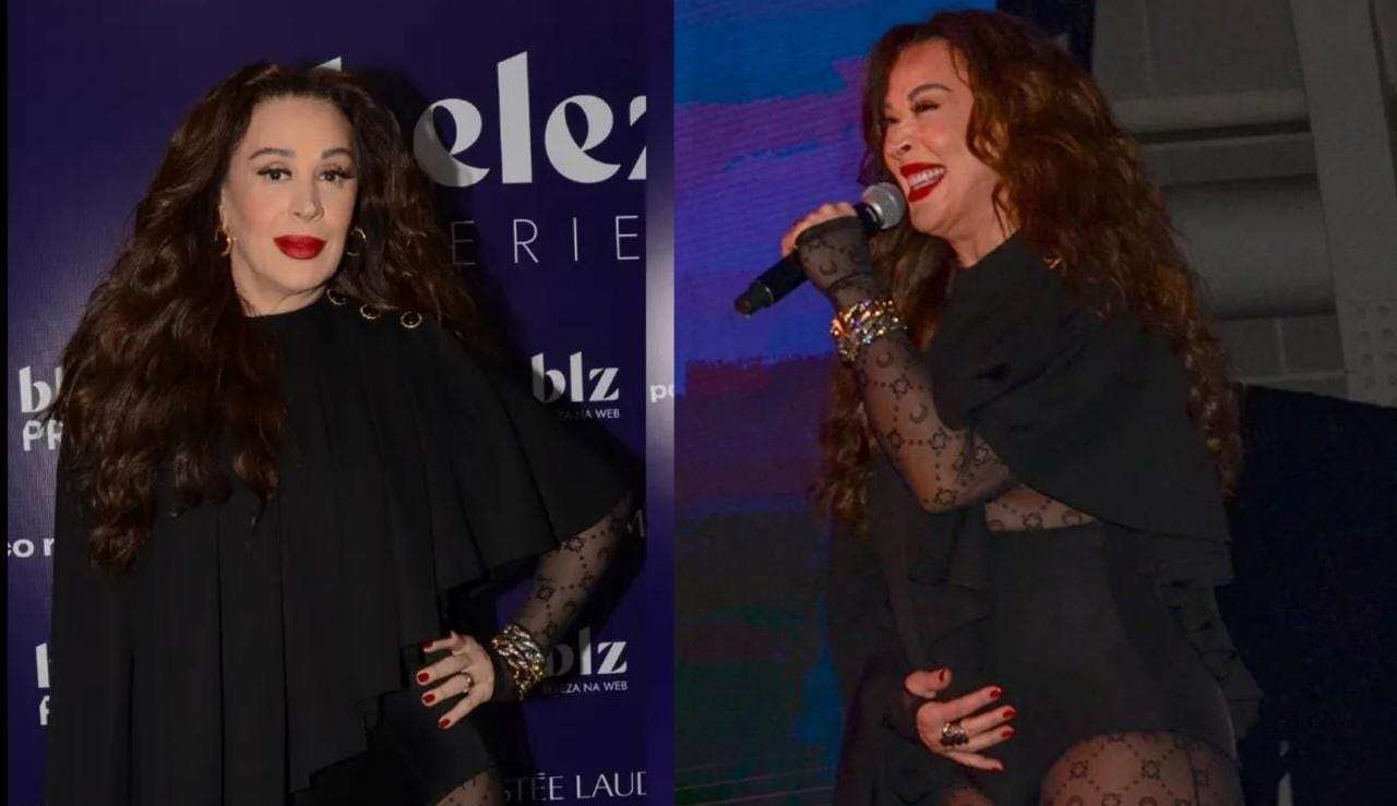Grávida, Claudia Raia acaricia barriga em evento