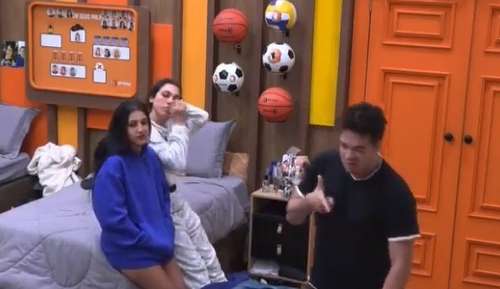 A Fazenda: Lucas Santos ameaça Shayan gesticulando arma de fogo