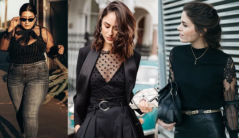 Looks de trabalho com detalhes transparentes