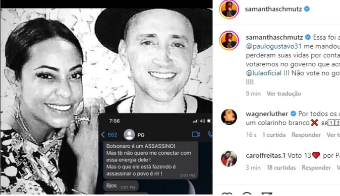 Samantha Schmutz quebra silêncio e mostra última fala de Paulo Gustavo