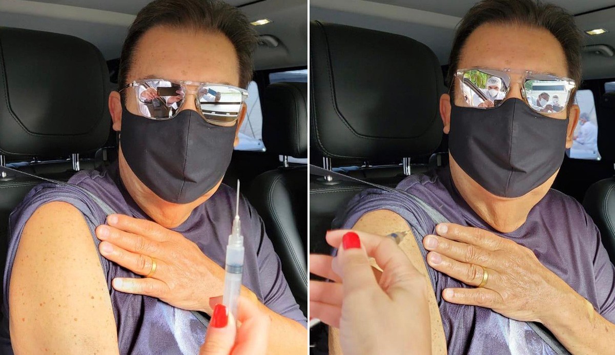 Faustão recebe a primeira dose da vacina contra a Covid-19