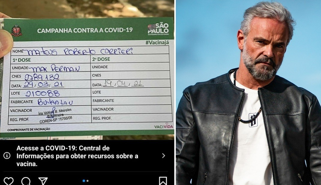 Mateus Carrieri é vacinado contra Covid-19