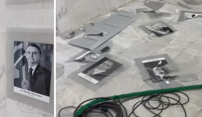 Galeria de fotos dos ex-presidentes da república é destruída em ataque antidemocrático