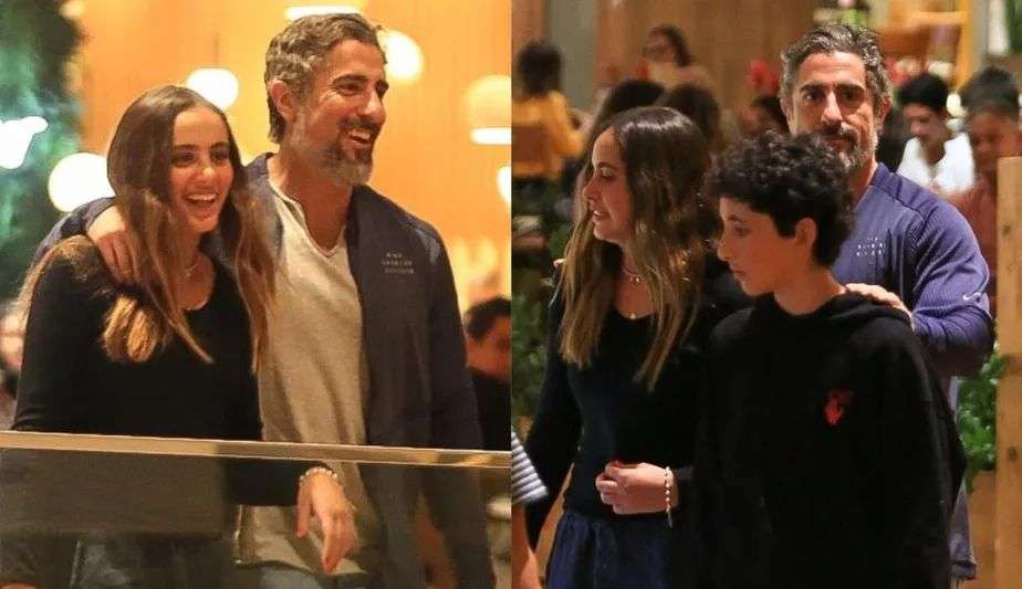 Marcos Mion curte noite de sábado com os filhos em shopping do Rio