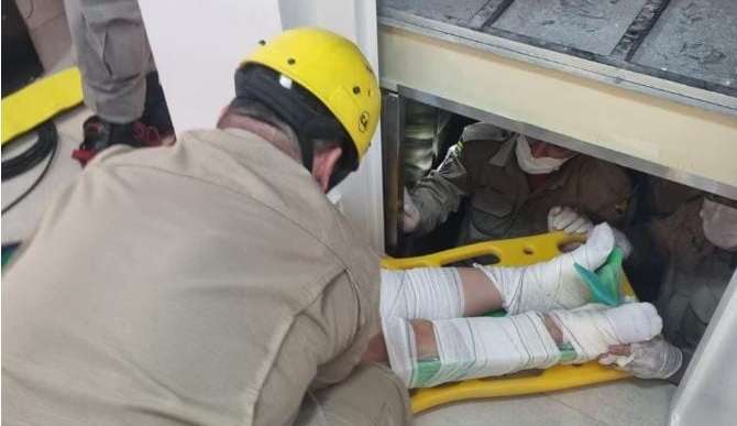 Elevador de prédio comercial despenca e deixa três feridos em Aparecida de Goiânia