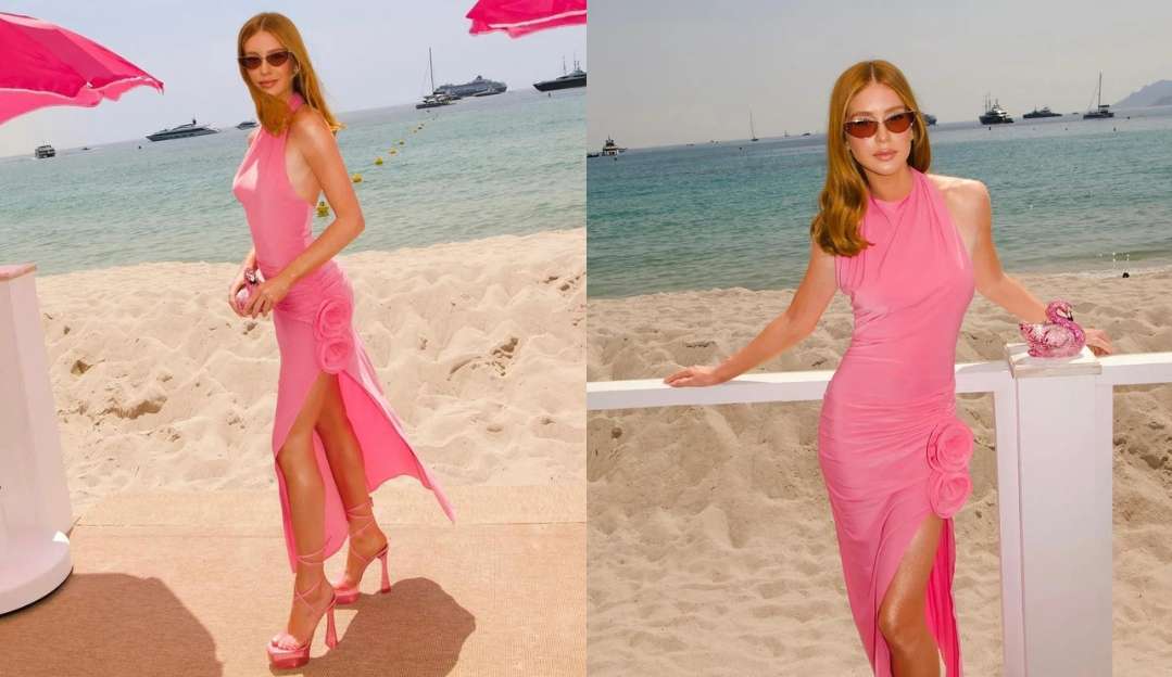 Marina Ruy Barbosa é fotografada com look “Barbiecore” em Cannes