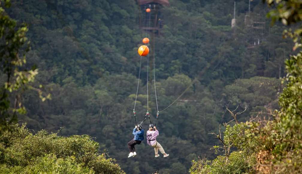 Tirolesa de 110m de altura é a nova atração do parque Caminhos do Mar em SP