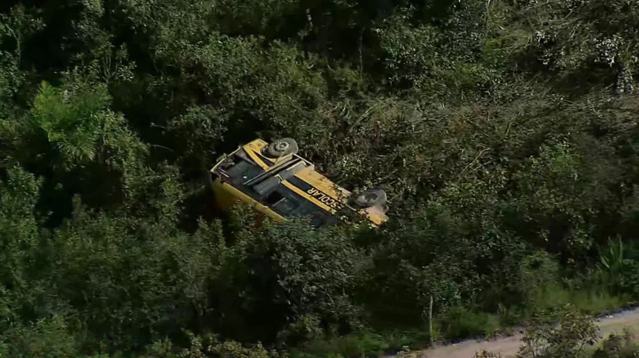 Ônibus escolar cai de ribanceira em Pernambuco e deixa 16 feridos