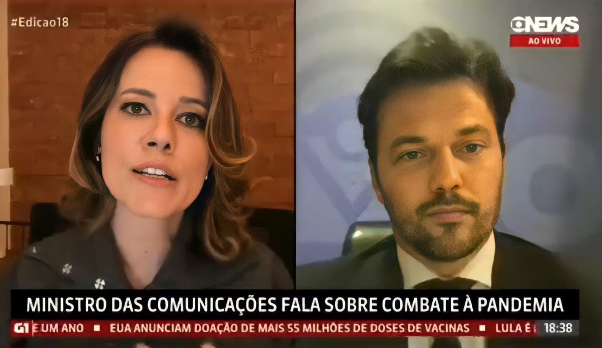 Jornalista da GloboNews enfrenta ministro das Comunicações ao vivo