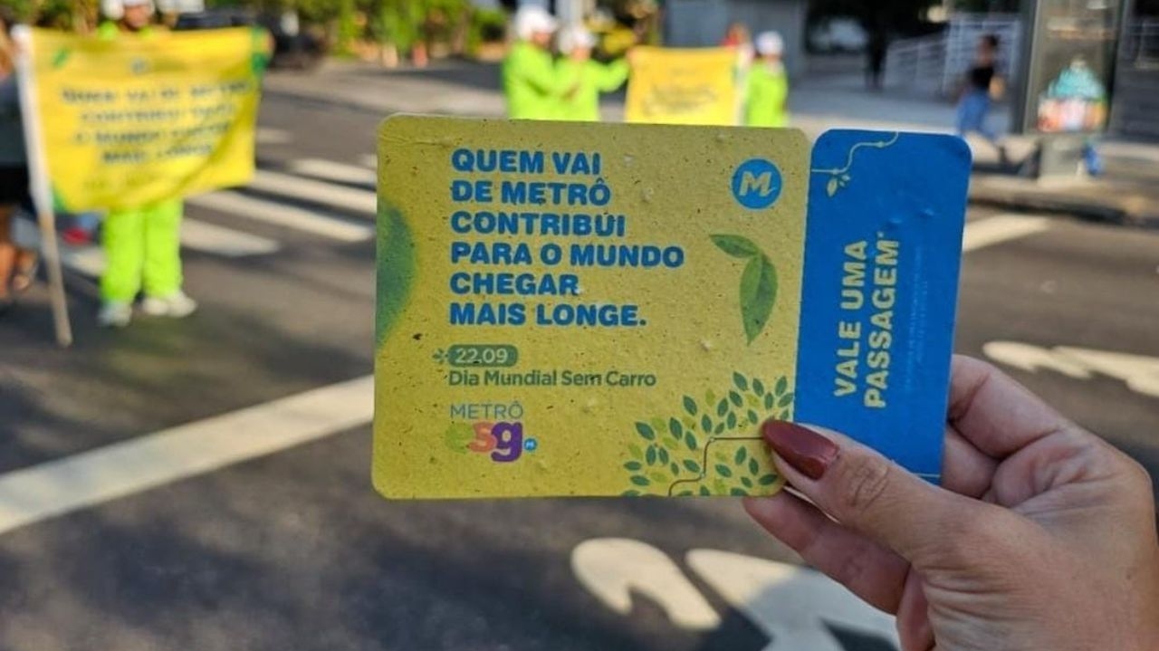Metrô do RJ distribui passagens grátis em campanha do Dia Mundial sem Carro