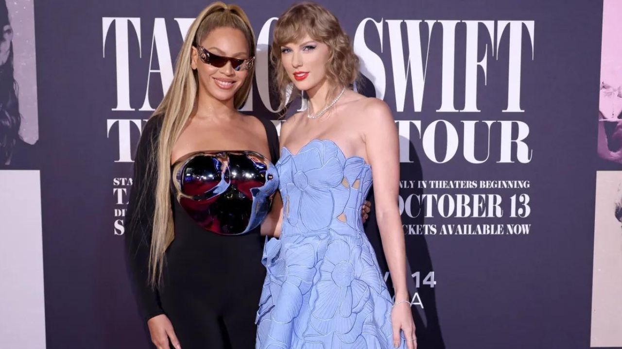 Beyoncé e Taylor Swift se encontram para o lançamento do filme da “The Eras Tour”