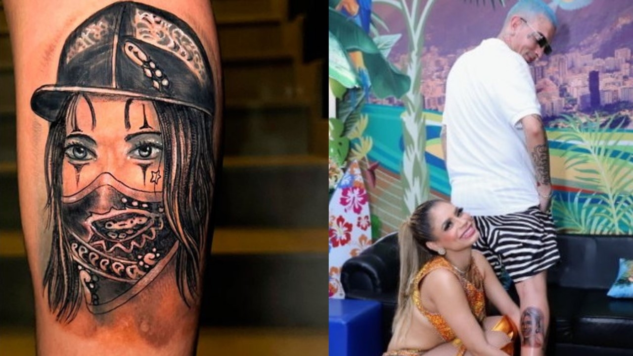 MC Guimê cobre tatuagem de rosto da Lexa com novo desenho
