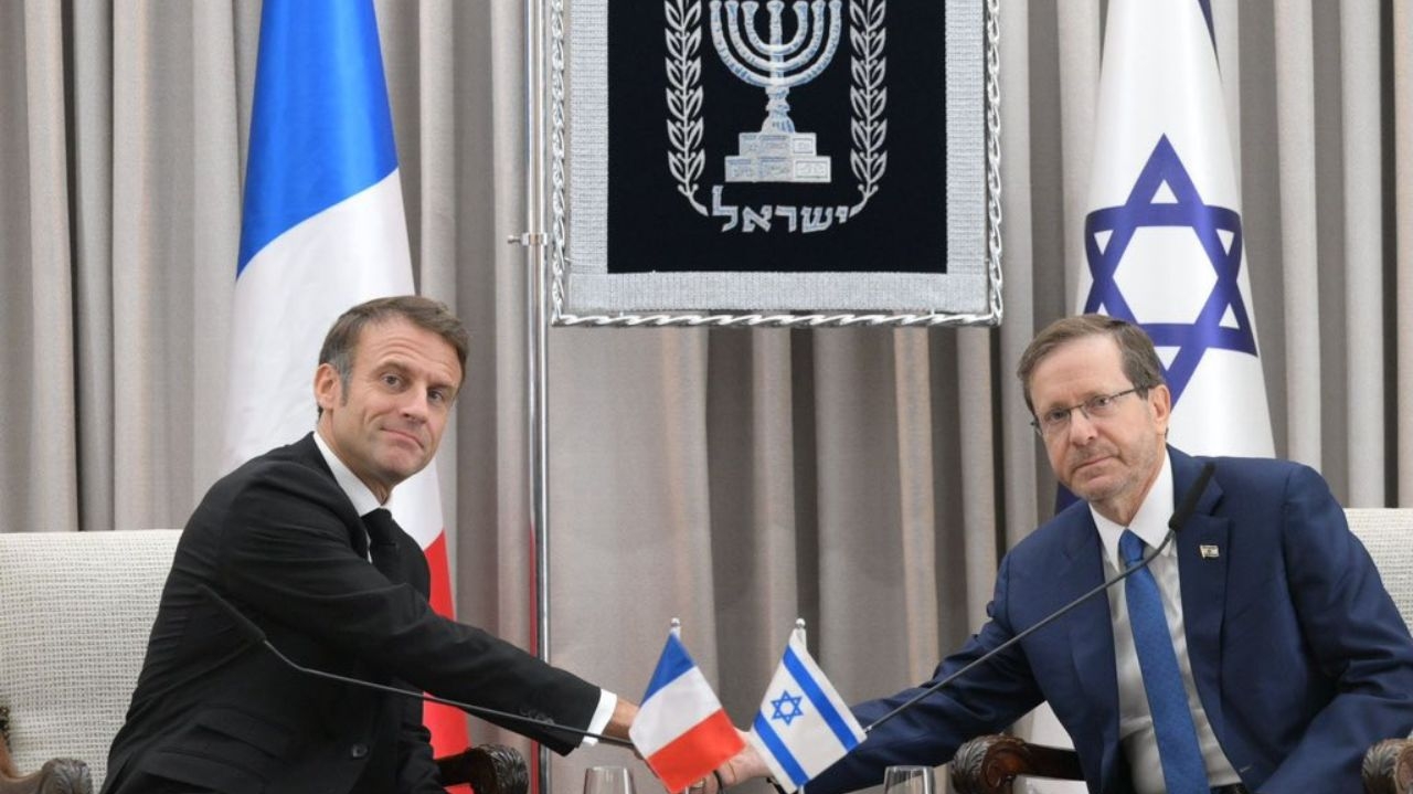Em encontro com Macron, presidente de Israel ameaça o Líbano