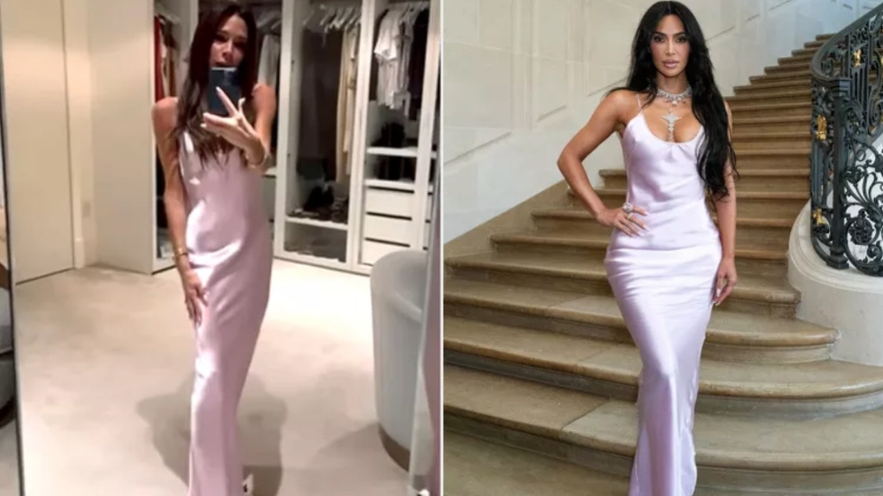 Victoria Beckham posta selfie com vestido feito para Kim Kardashian