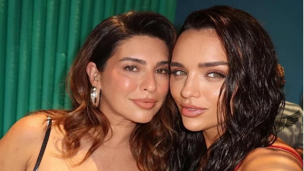 Grávida, Fernanada Paes Leme é paparicada por Rafa Kalimann durante gravação de programa