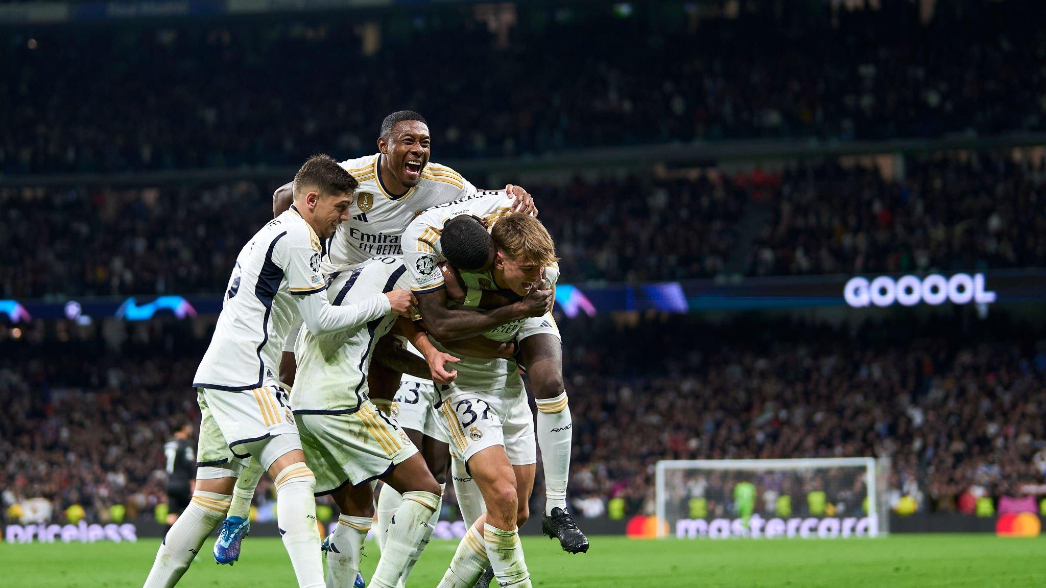 Com golaço de Rodrygo, Real Madrid vence o Napoli e fica com a liderança do Grupo C