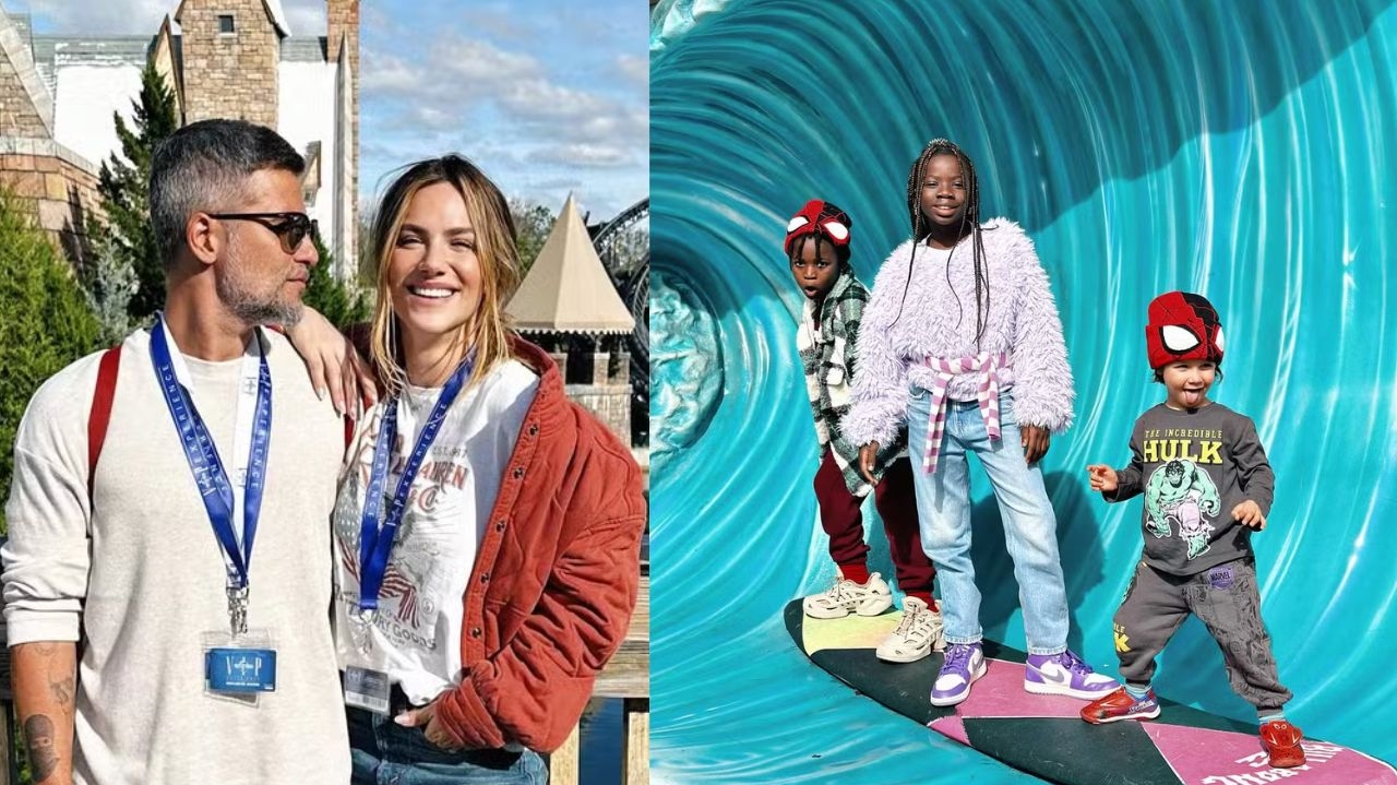 Bruno Gagliasso e Giovanna Ewbank fazem viagem em família e vão à Disney pela primeira vez
