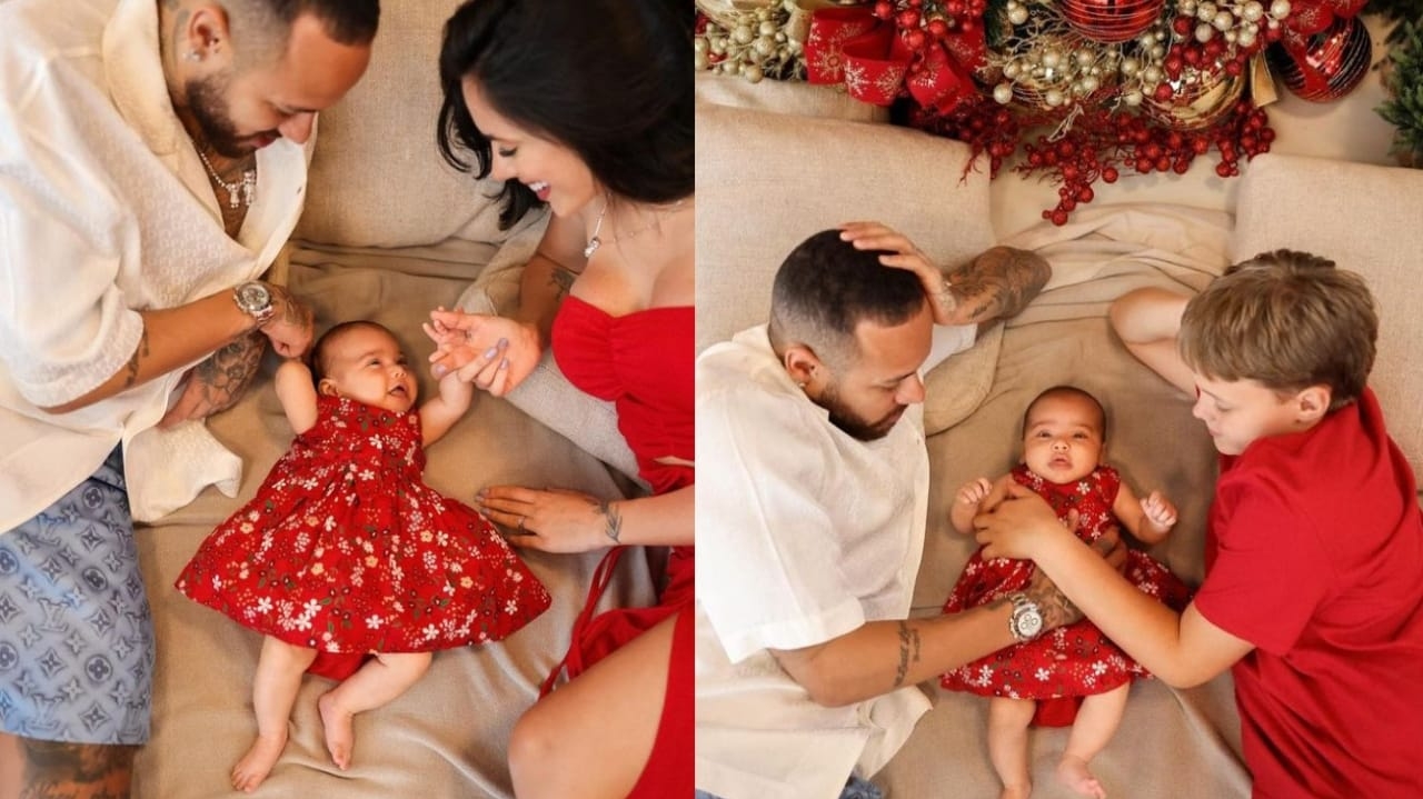 Neymar Jr. compartilha registros do Natal ao lado de Bruna Biancardi e seus filhos