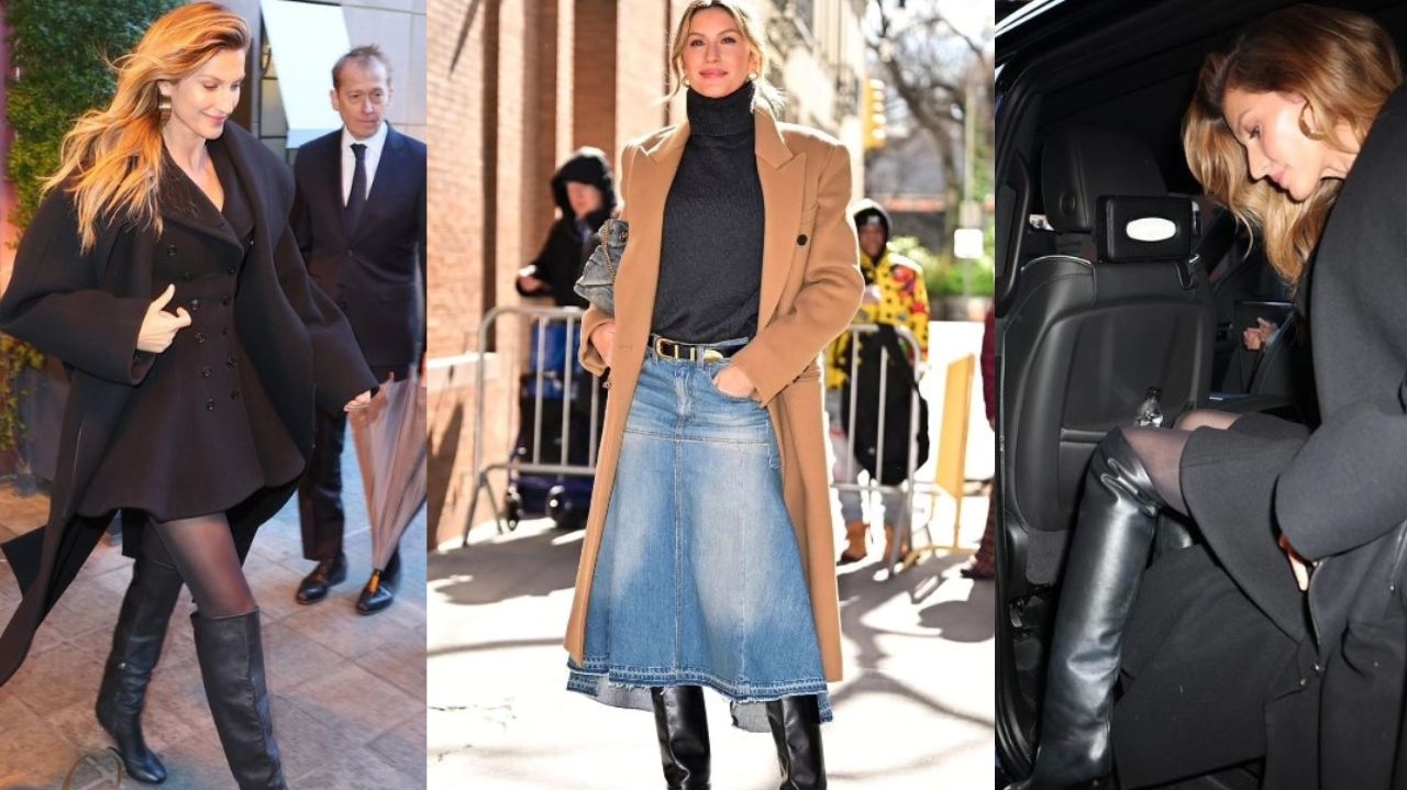 Supermodelo Gisele Bündchen mostra como estilizar a mesma bota em ocasiões diferentes