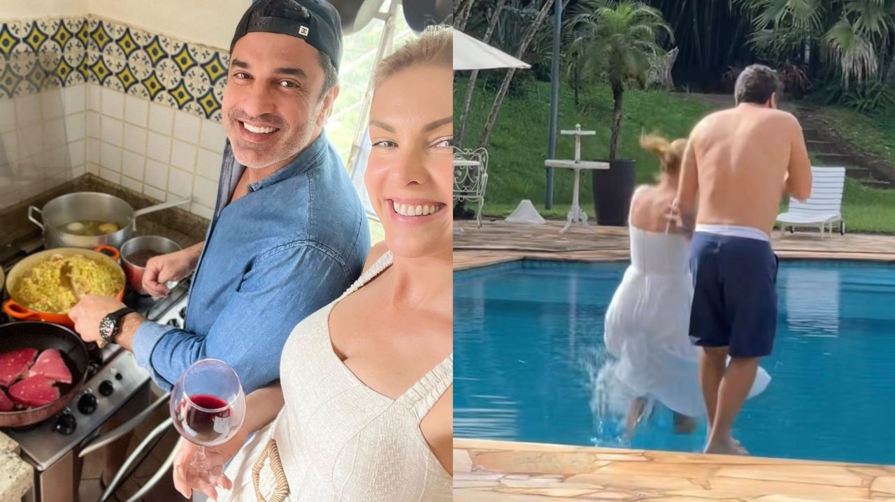 Ana Hickmann e Edu Guedes se reúnem com familiares em churrasco à beira da piscina