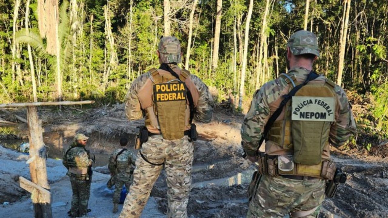 Polícia Federal e Força Nacional destroem cinco garimpos ilegais em área protegida no Amazonas
