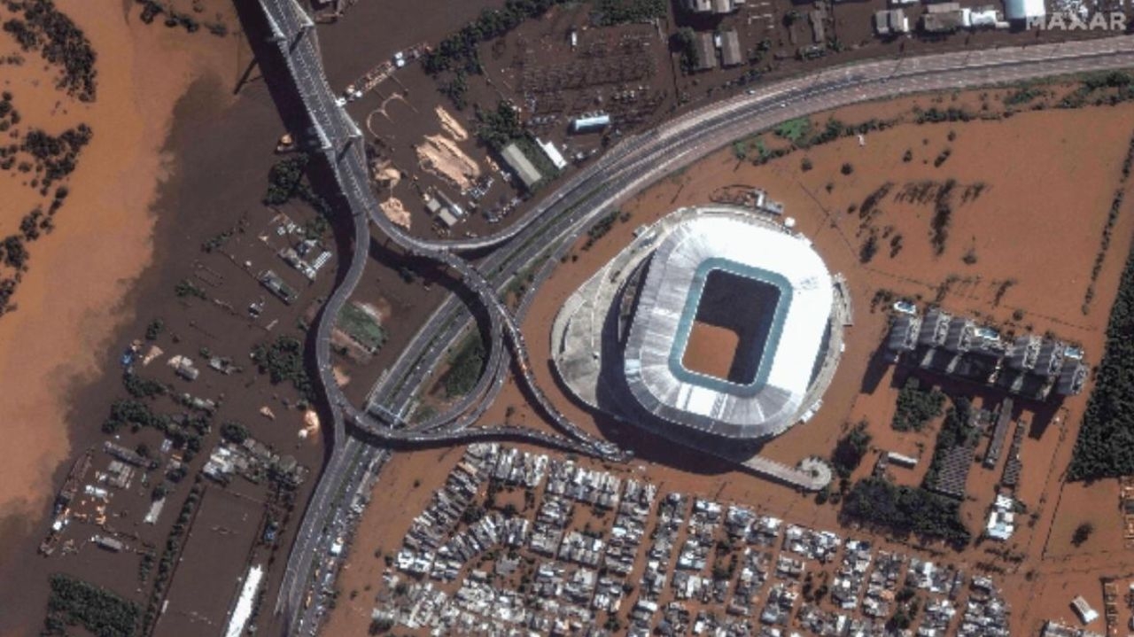 Imagens de satélite mostram devastação no território do Rio Grande do Sul