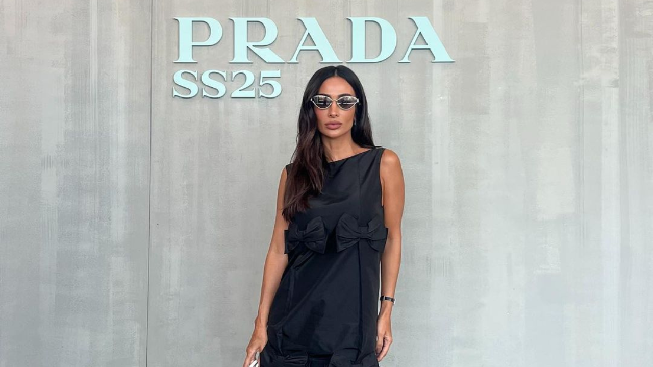 Silvia Braz chega na Milão Fashion Week e segue direto para o desfile da Prada