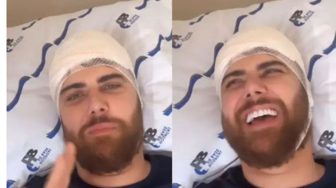 Zé Neto choca ao mostrar o tamanho do corte em sua cabeça