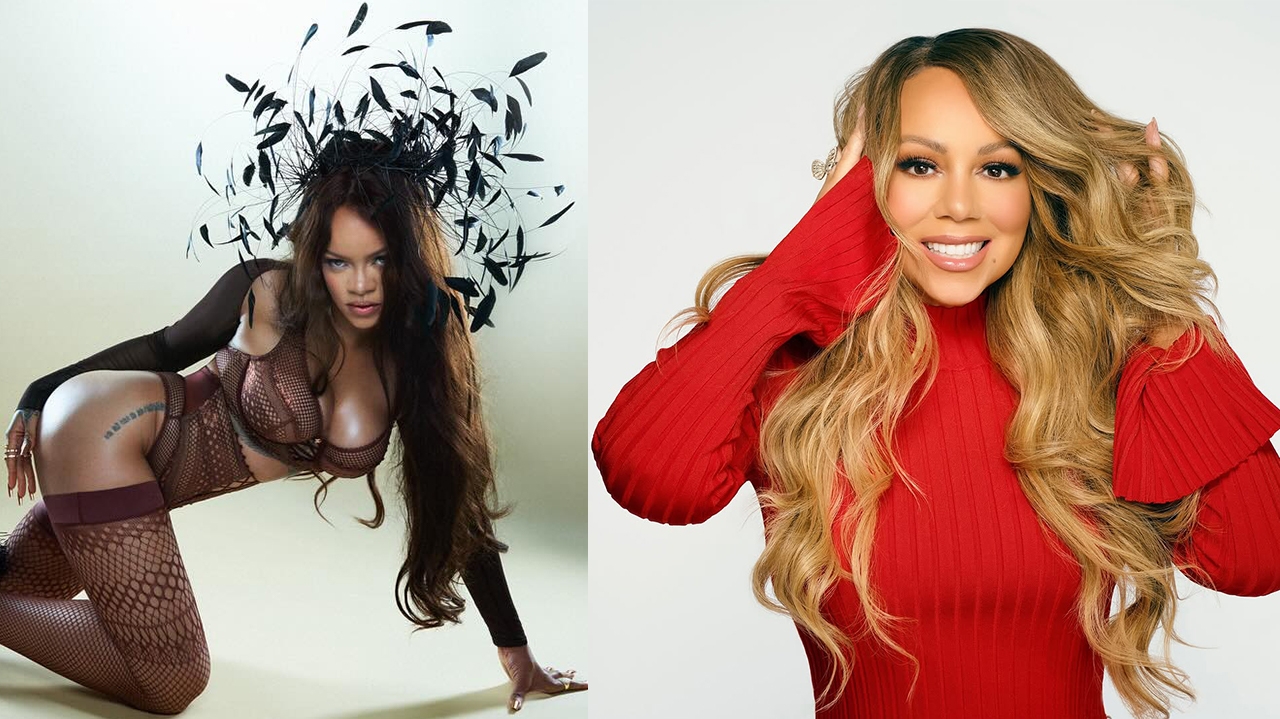 Rihanna assiste show de Mariah Carey e faz pedido inusitado: “autografa meu peito”