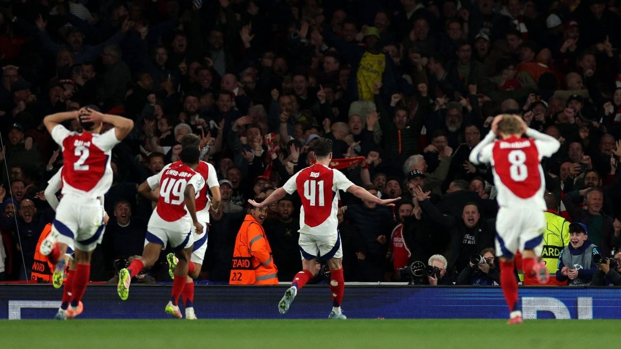 Com dois golaços de Rice, Arsenal domina o Real Madrid