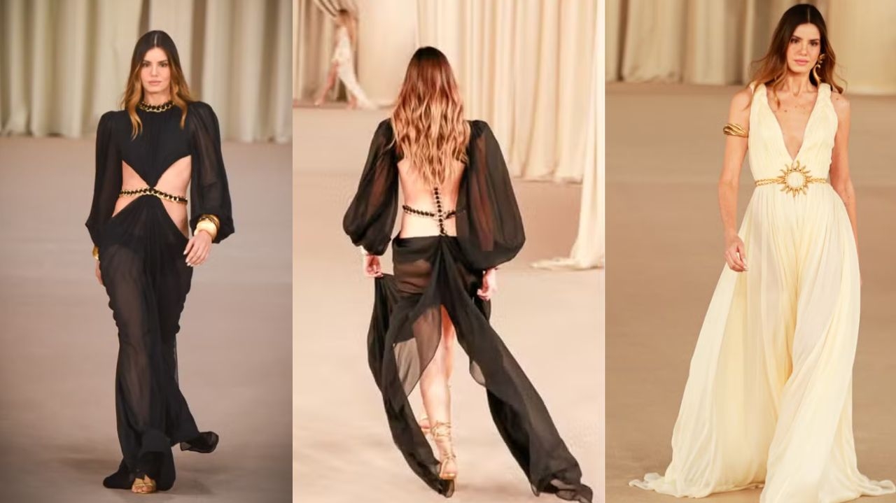 Camila Queiroz brilha na passarela do desfile da Charth