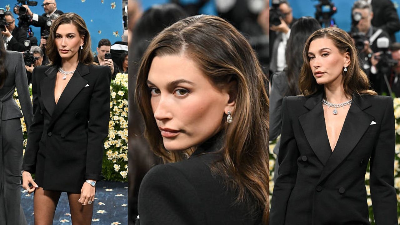 Met Gala 2025: Hailey Bieber faz aposta elegante e minimalista com Saint Laurent e Joias Tiffany & Co.