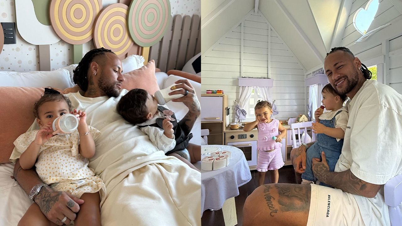 Momento família: Neymar registra união de Mavie e Helena