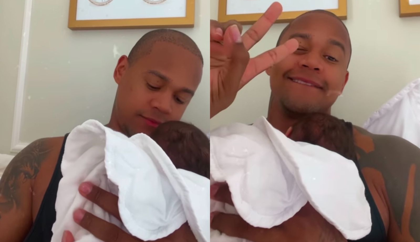 Leo Santana fala sobre primeiro banho que deu em sua filha, Liz