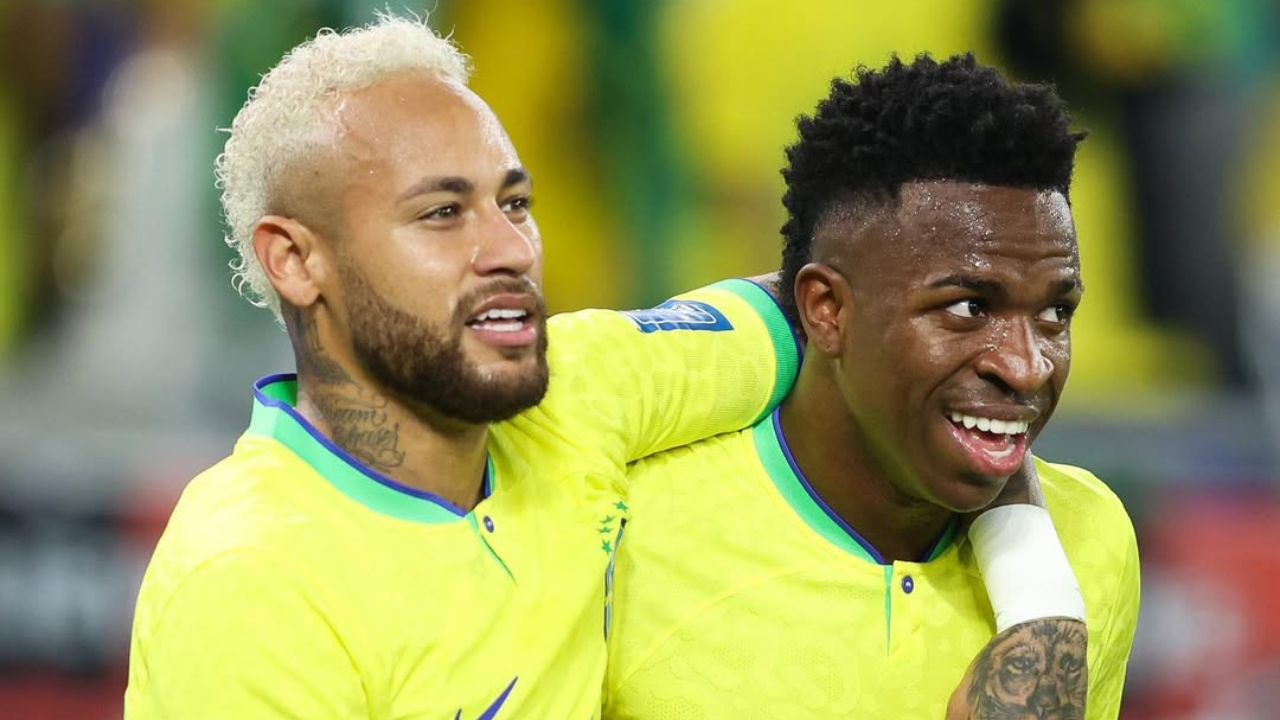 Neymar e Vini Jr. durante a copa de 2022 | Reprodução/Instagram/@vinijrmagic