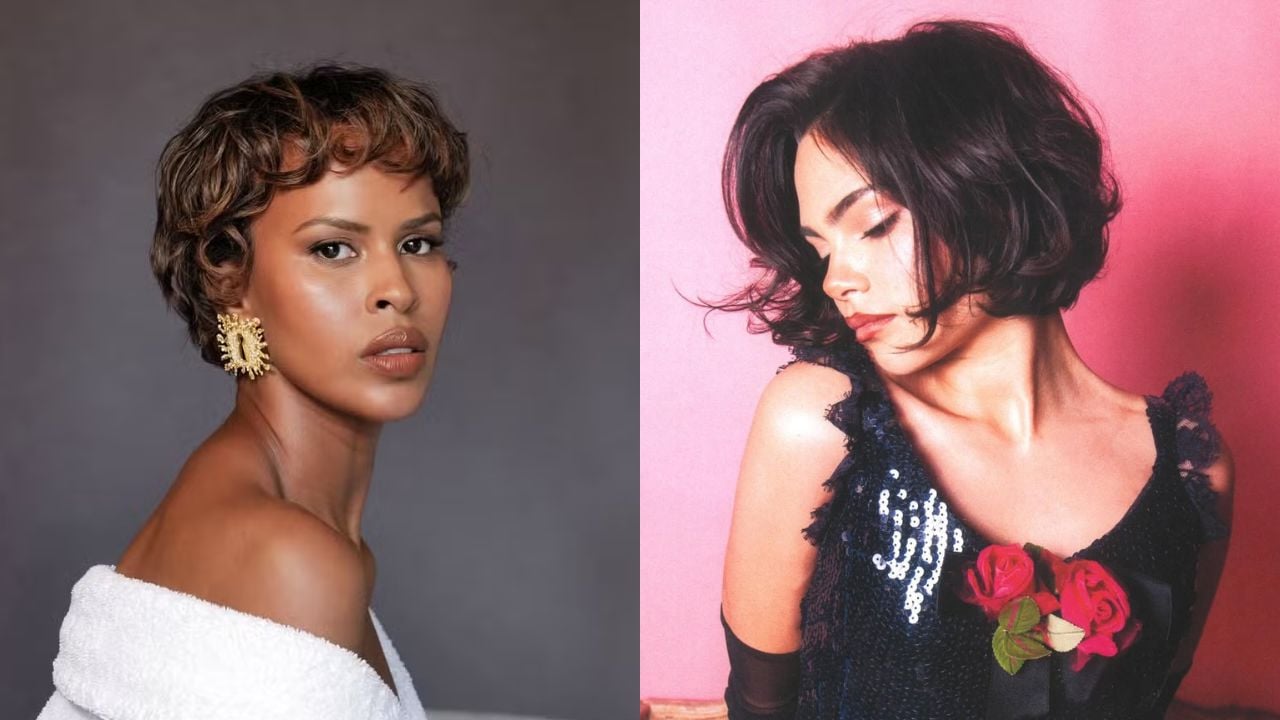 Modelo canadense Sabrina Elba usando corte Pageboy bob curto e cacheado e a atriz estadunidense Ariana Greenblatt com o corte em um estilo “francesinha” | Reprodução/Instagram/@sabrinaelba/@ariana_greenblatt