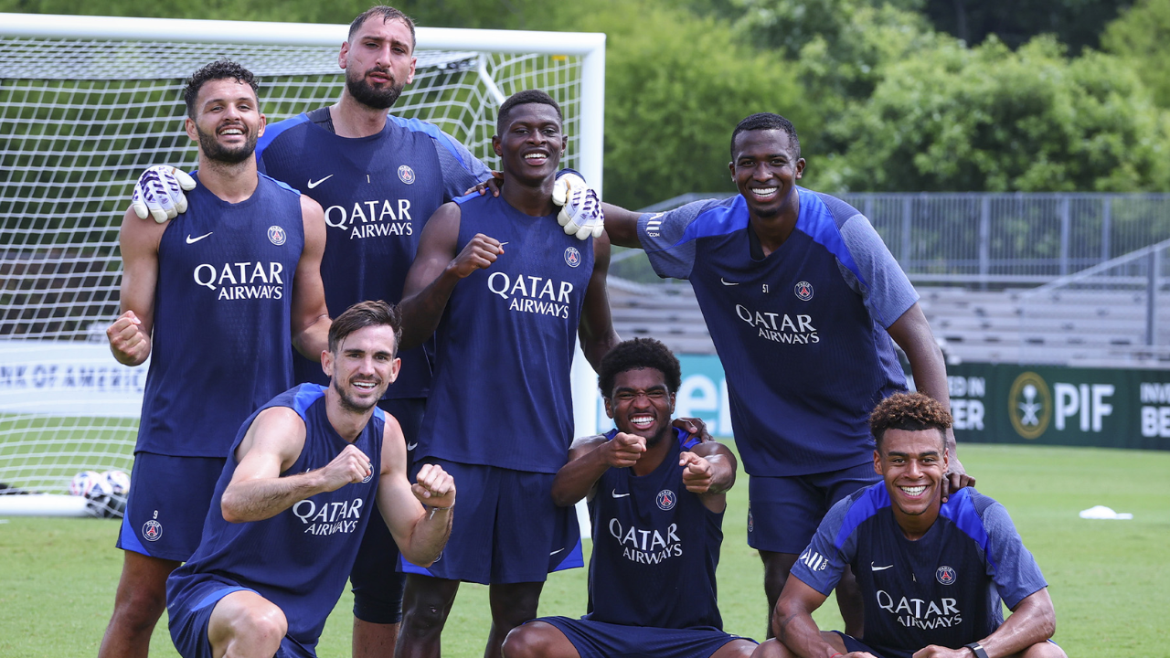 Jogadores do PSG durante treino para jogo do Mundial | Reprodução/X/Paris Saint-Germain
