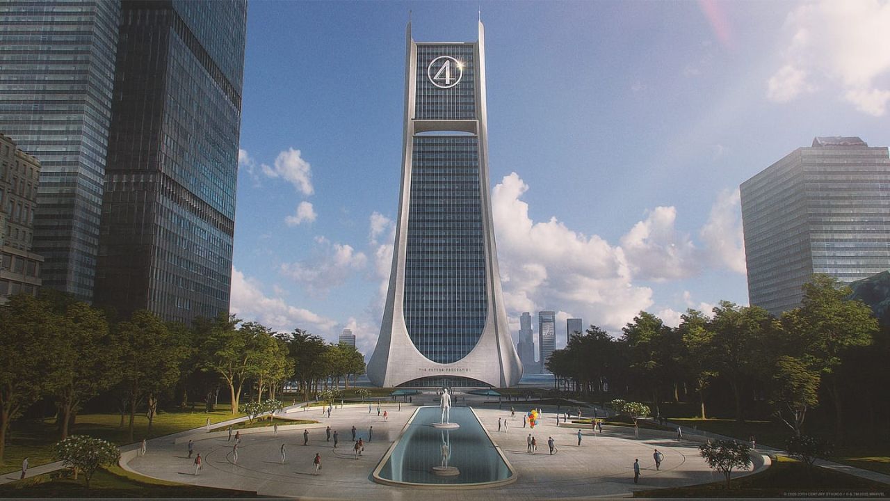 Arte oficial do Edifício Baxter do Quarteto Fantástico | Reprodução/Instagram/@fantasticfour 