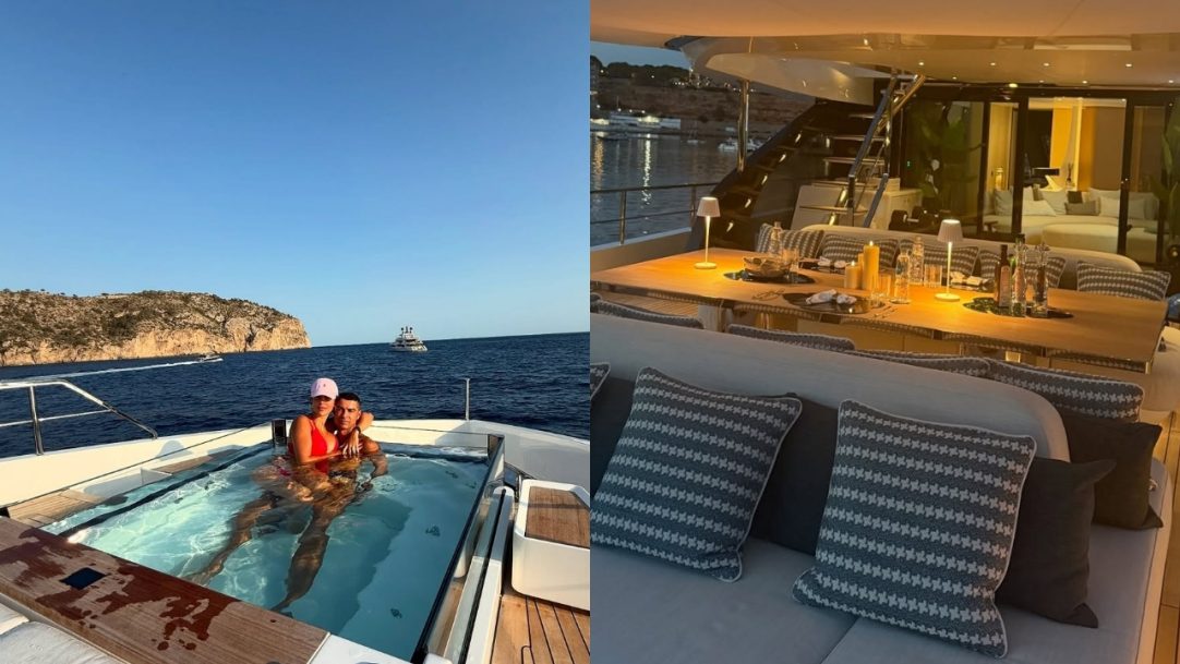 Cristiano Ronaldo curte verão europeu com Georgina em iate de R$ 55 milhões