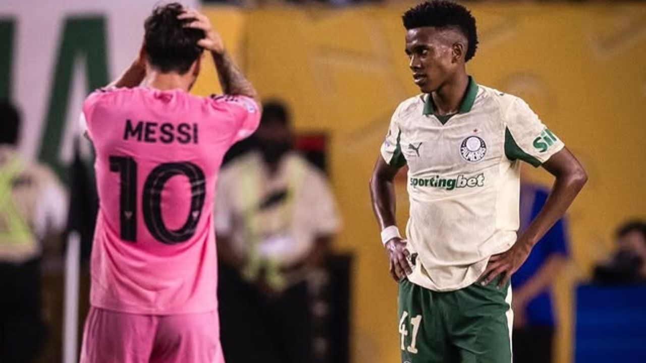 Estevão e Messi | Reprodução/Instagram/@estevaowilliam