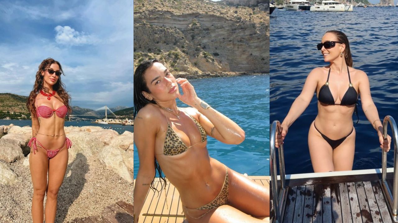 Celebridade mostram as tendências de biquíni para o verão  | Reprodução/Instagram/@bianca/@dualipa/@tata