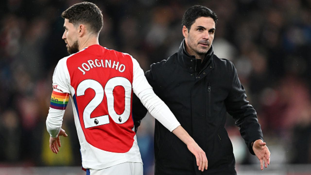 Jorginho e Arteta | Reprodução/David Price/Getty Imagens Embed