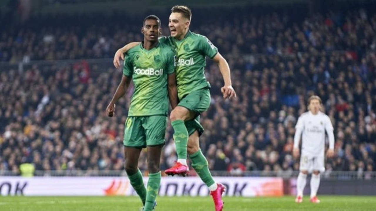 Isak após gol contra o Real Madrid | Reprodução/X/@reds_cp