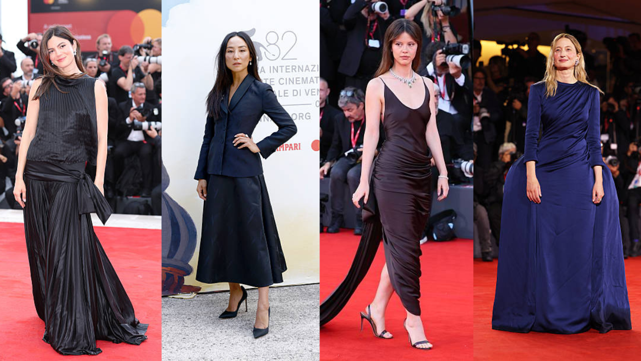 Alba Rohrwacher, Greta Lee, Mia Goth e Monica Barbaro vestindo Dior por Jonathan Anderson | Reprodução/Daniele Venturelli/Aldara Zarraoa/JB Lacroix/Dave Benett/Getty Images Embed