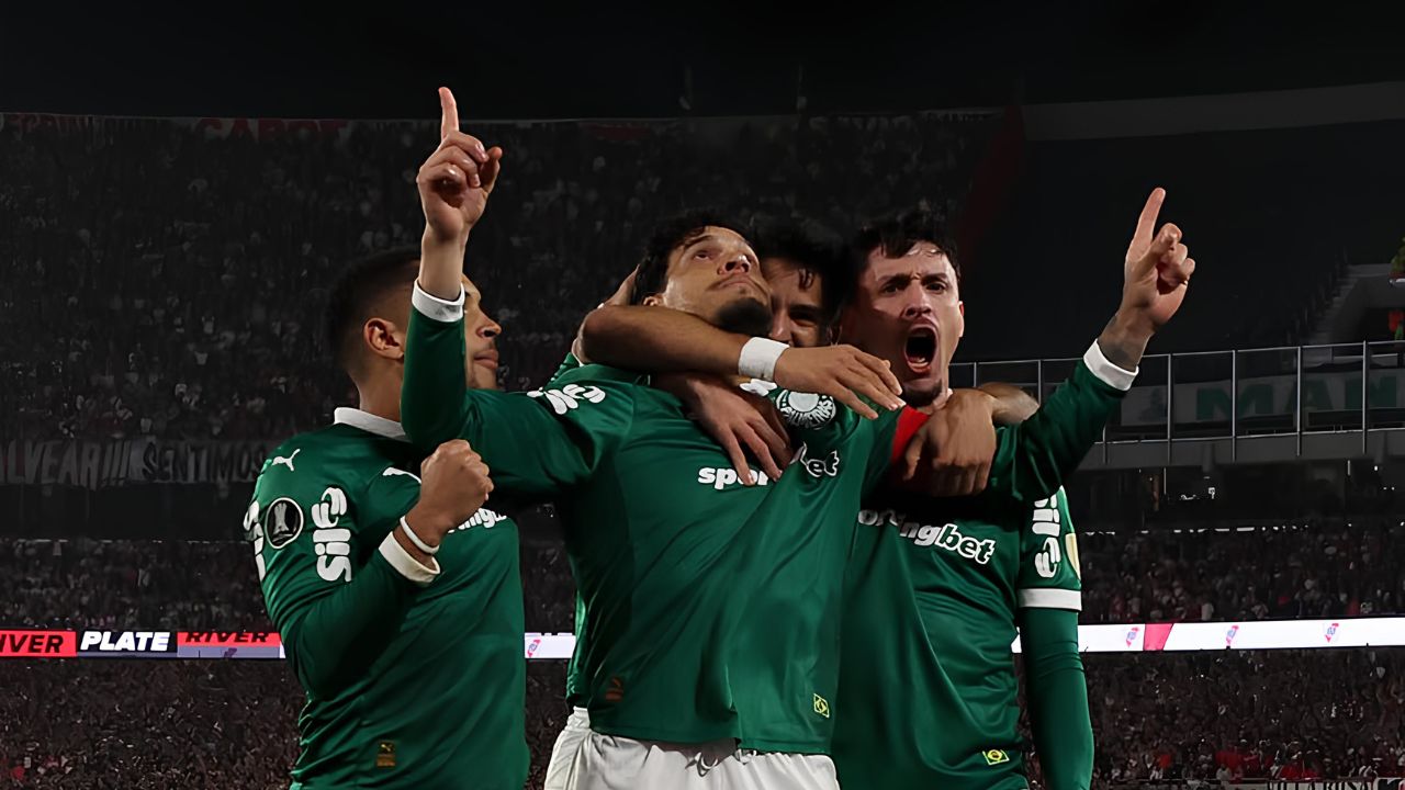 Gustavo Gómez comemora gol sobre River | Reprodução/Instagram/@palmeiras